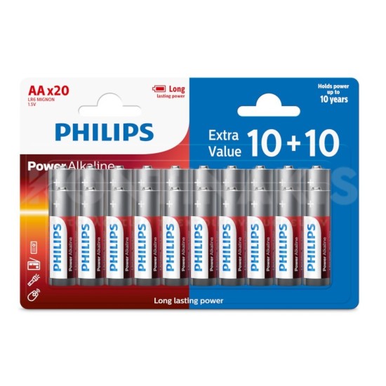 Μπαταρίες Αλκαλικές Philips ΑΑ (20 τεμ.) ΜΠΑΤΑΡΙΕΣ